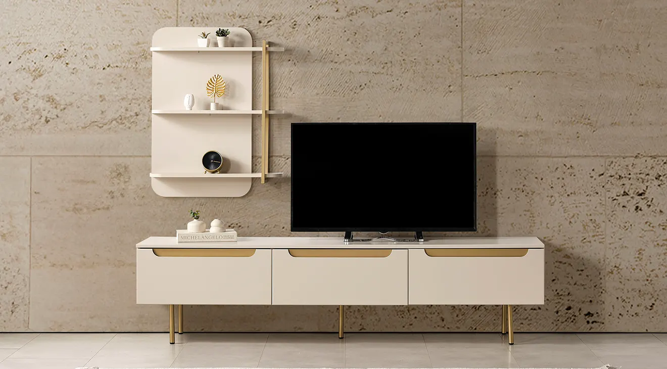 Zara Gold Metal Ayaklı Tv Ünitesi