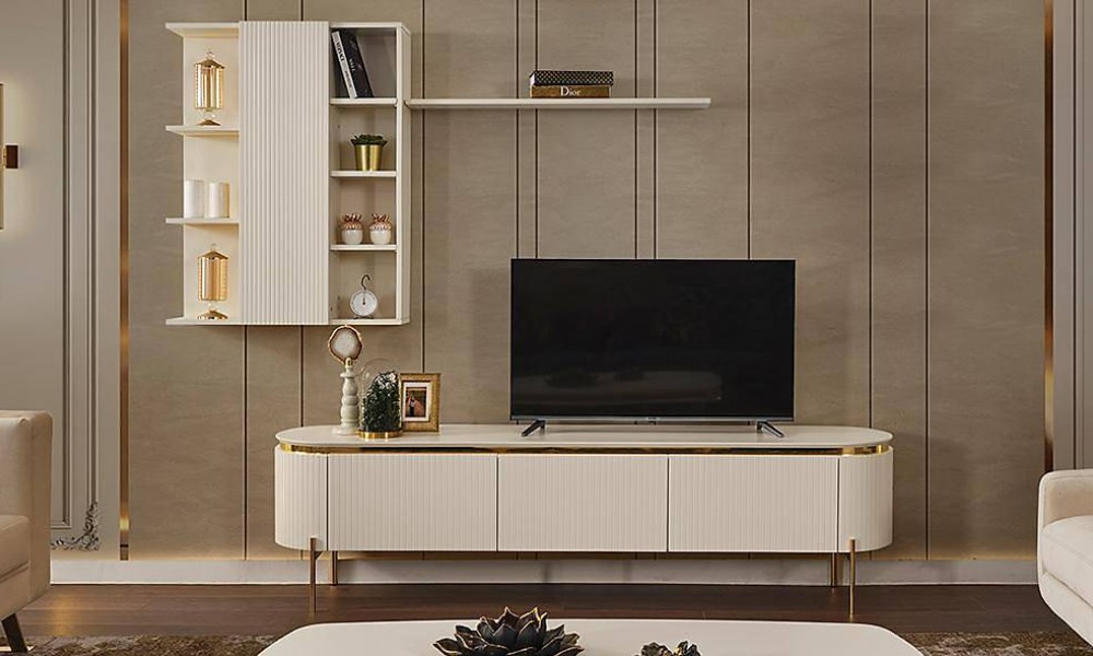 Mood Ekru Gold Tv Ünitesi Modern TV Ünitesi