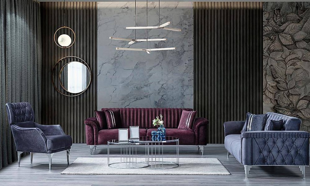 Paula Silver Salon Takımı Modern Koltuk Takımı