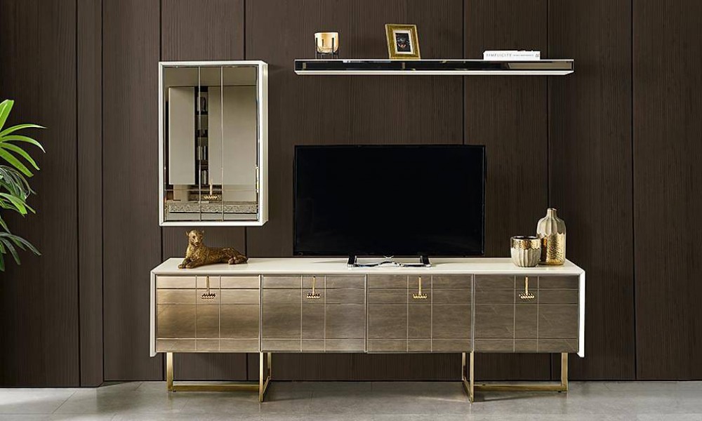 Espera Ekru Gold Tv Ünitesi Modern TV Ünitesi