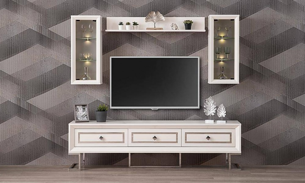 Altunizade Ekru Silver Tv Ünitesi Modern TV Ünitesi