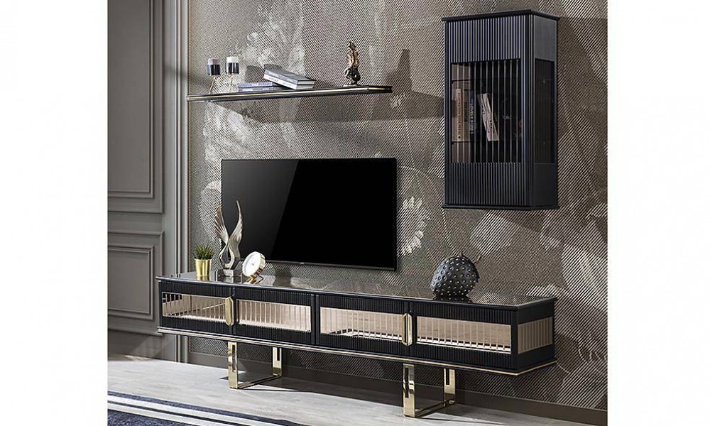 Cavalli Luxury Siyah Tv Ünitesi Modern TV Ünitesi