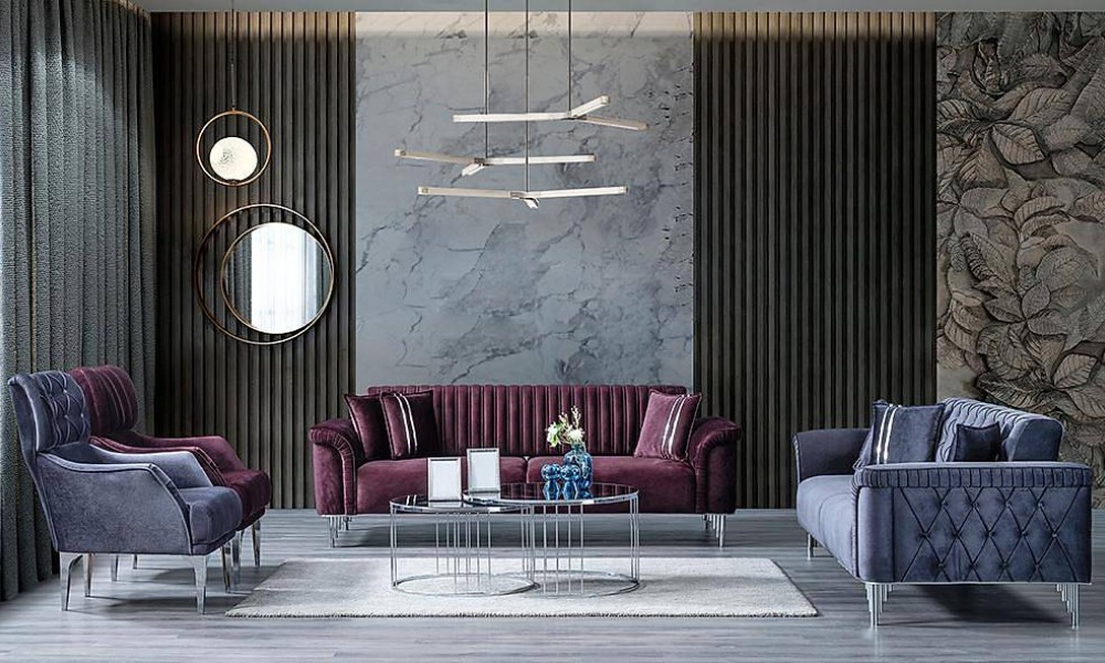 Paula Silver Salon Takımı Modern Koltuk Takımı