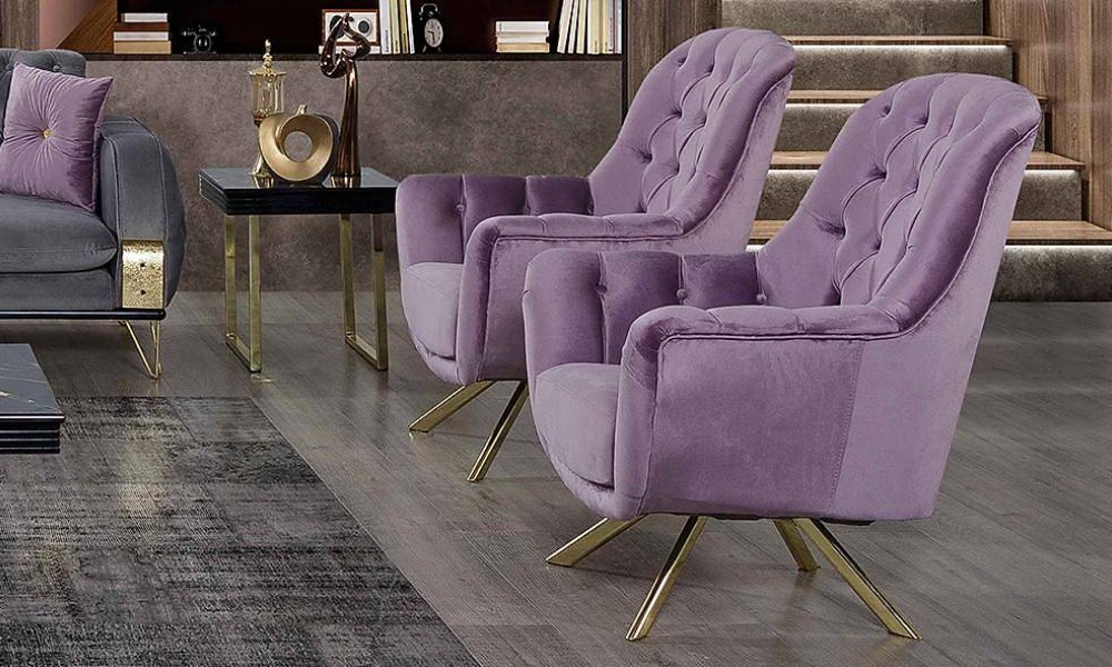 Almina Gri Salon Takımı Modern Koltuk Takımı