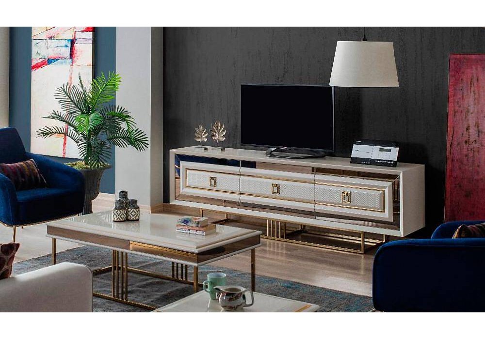 Işıltı Luxury Ekru Tv Sehpası