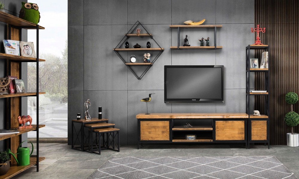 Wooden Tv ÜnitesiAhşap TV Ünitesi