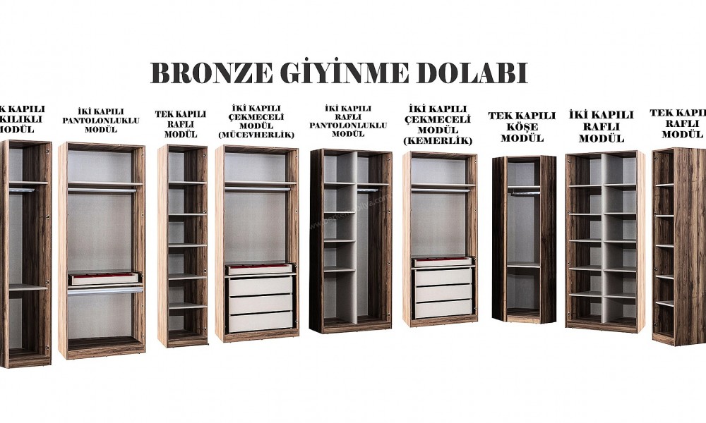 Bronze Antrasit Giyinme Odası TakımıModern Yatak Odası