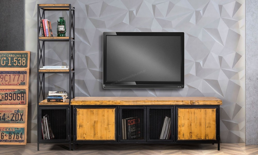 Wooden Tv ÜnitesiAhşap TV Ünitesi