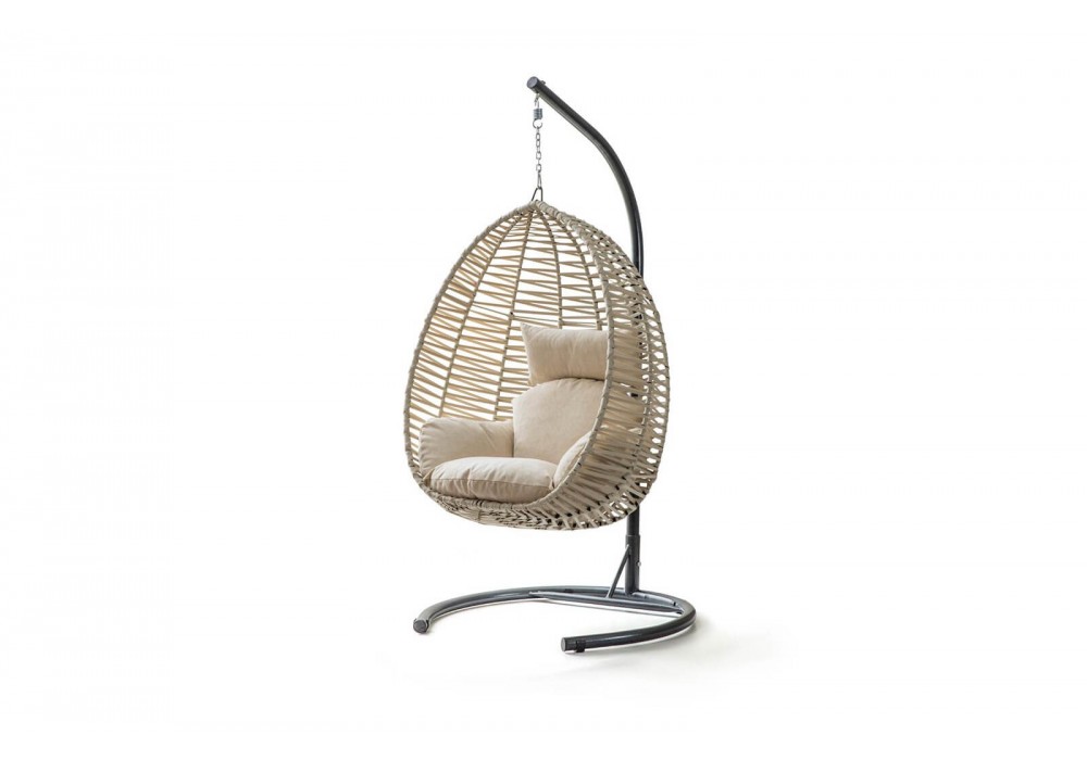 Rattan Bahçe - Balkon Salıncağı Krem - Krem Minder CV-05 Salıncak