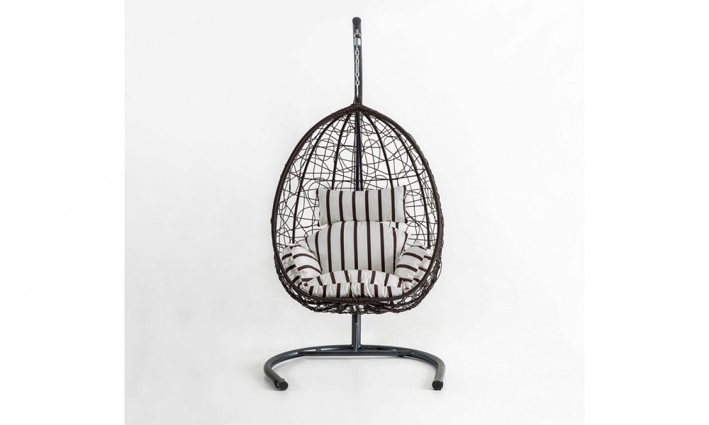 Rattan Bahçe - Balkon Salıncağı Kahve - İnce Zebra Minder CV-19 SalıncakSalıncak