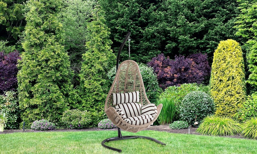 Rattan Bahçe - Balkon Salıncağı Krem - Zebra Minder CV-38 SalıncakSalıncak