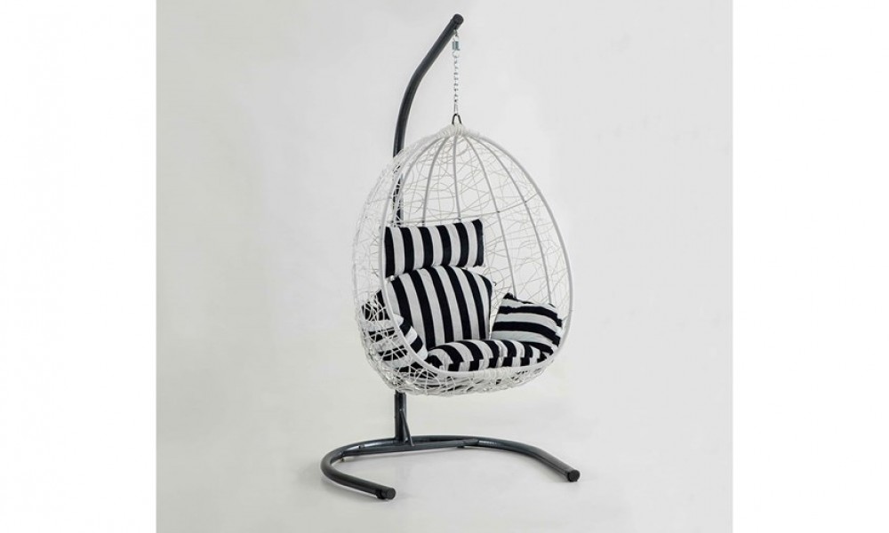 Rattan Bahçe - Balkon Salıncağı Beyaz - Zebra Minder CV-17 SalıncakSalıncak