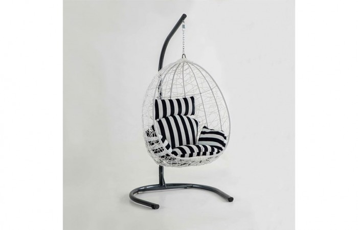 Rattan Bahçe - Balkon Salıncağı Beyaz - Zebra Minder CV-17 Salıncak