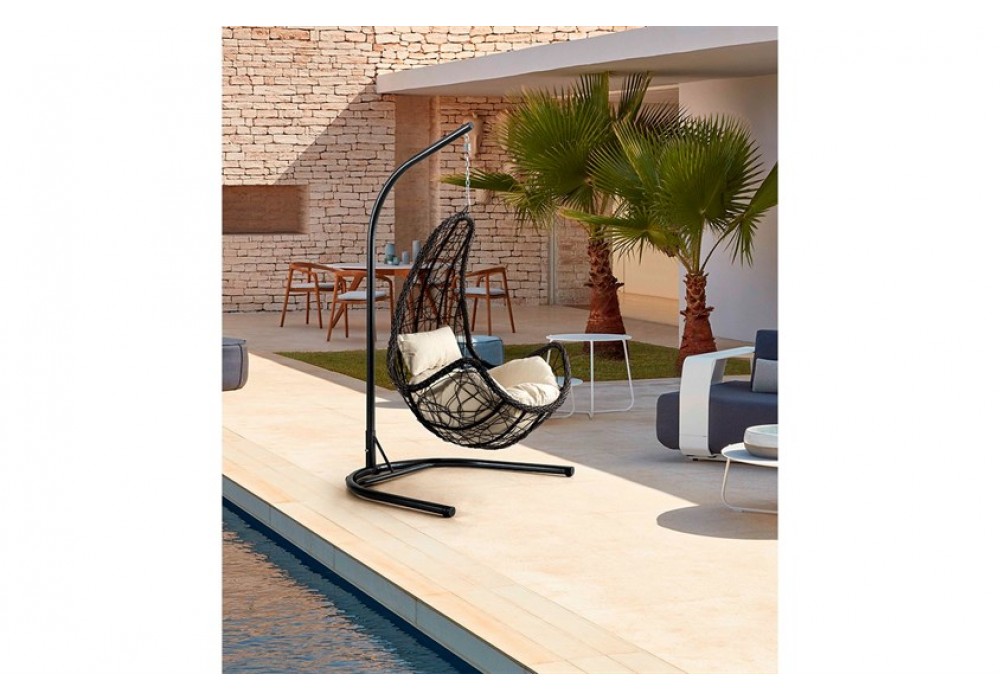 Rattan Bahçe - Balkon Salıncağı Kahve - Kahve Minder CV-29 Salıncak