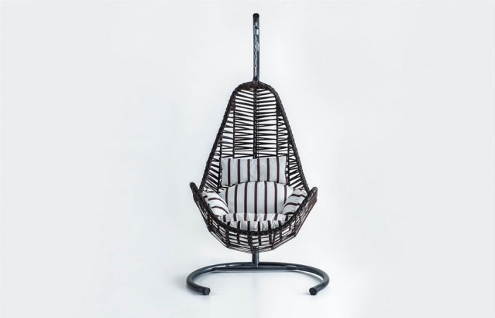 Rattan Bahçe - Balkon Salıncağı Açık Kahve - Zebra Minder CV-34 Salıncak