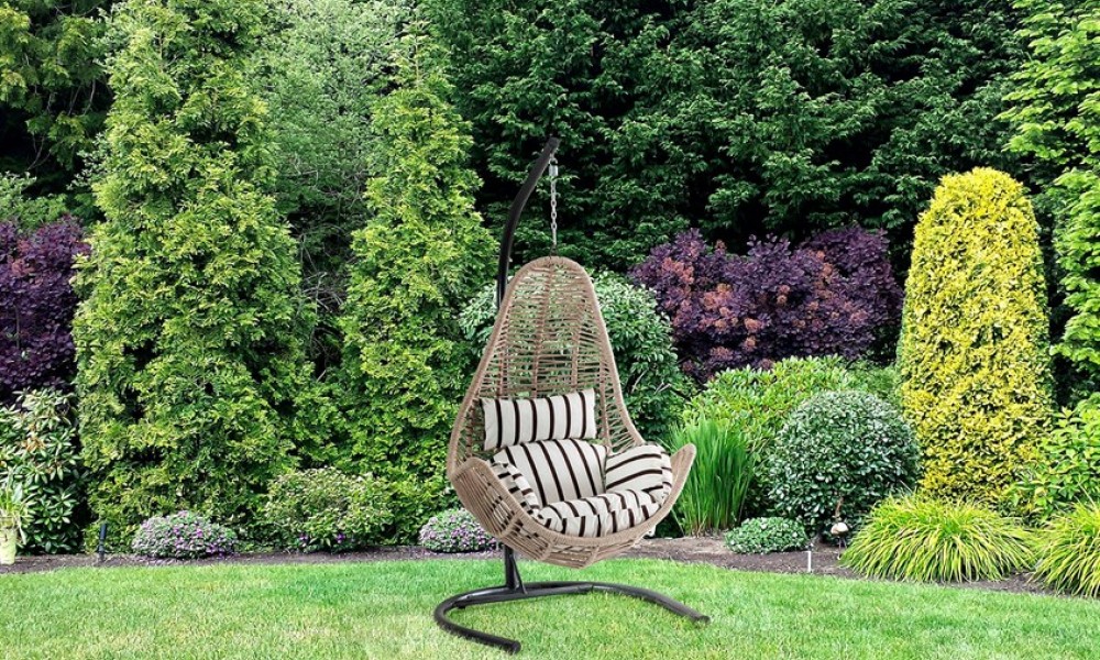 Rattan Bahçe - Balkon Salıncağı Krem - Zebra Minder CV-38 SalıncakSalıncak