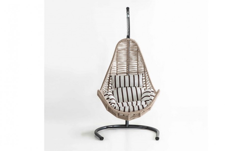 Rattan Bahçe - Balkon Salıncağı Krem - Zebra Minder CV-38 SalıncakSalıncak