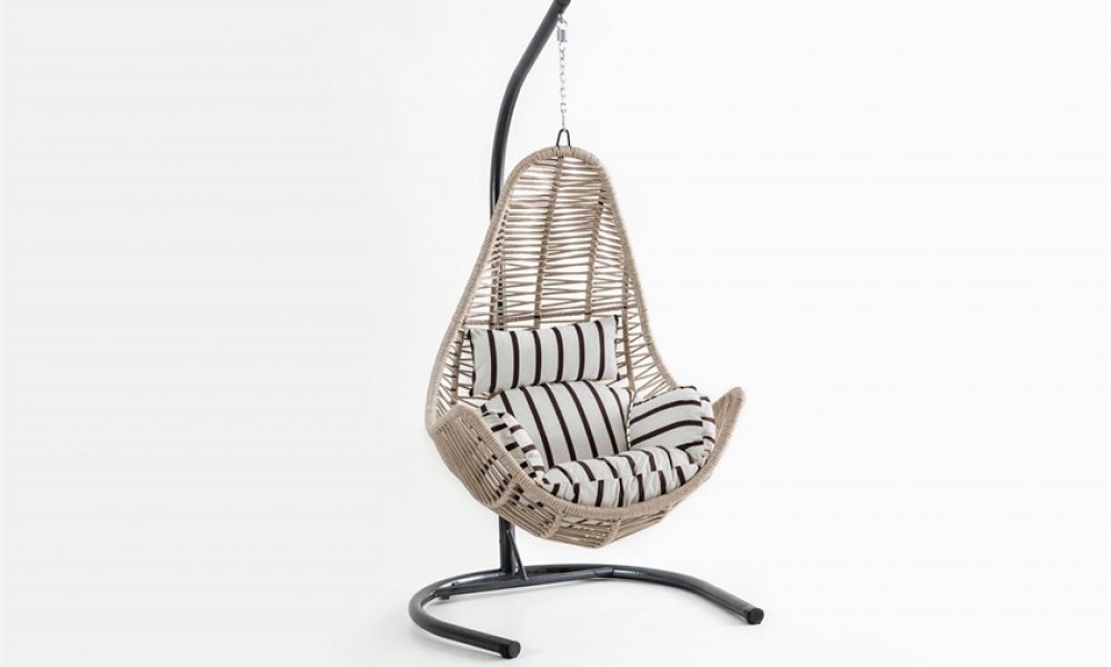 Rattan Bahçe - Balkon Salıncağı Krem - Zebra Minder CV-38 SalıncakSalıncak